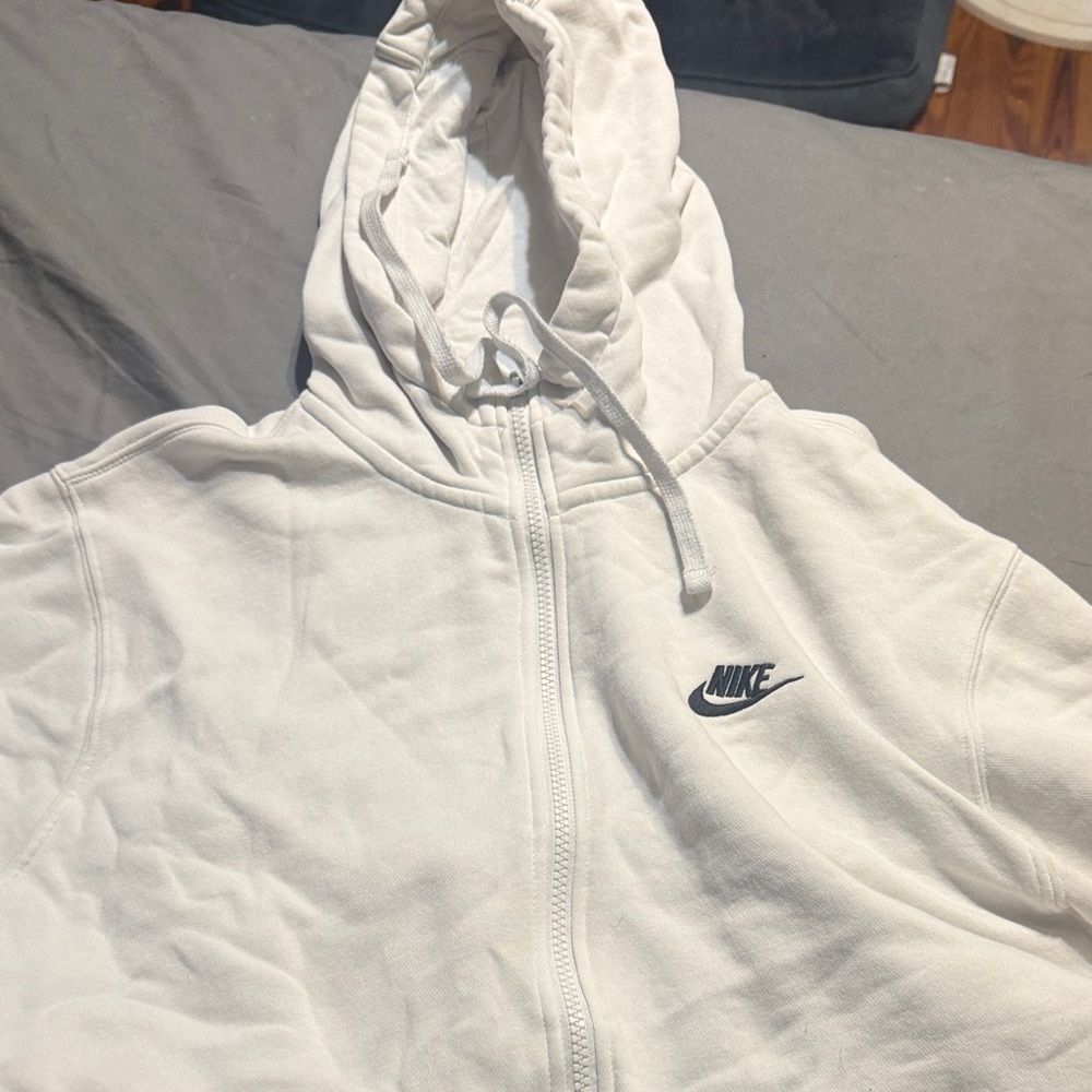 Nike Classic White Zip-Up Hoodie